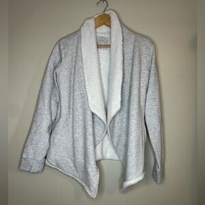 Gaiam Gray Sherpa Lined Open Front Cardigan Jacket Size M (fits like a small)
